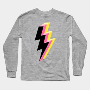 Electric Pink, Yellow and Black Lightning Long Sleeve T-Shirt